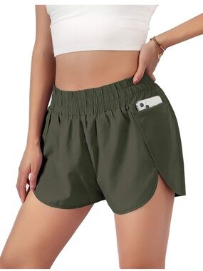 Blooming Jelly Women's Quick-Dry Running Shorts Army Green Size Large
